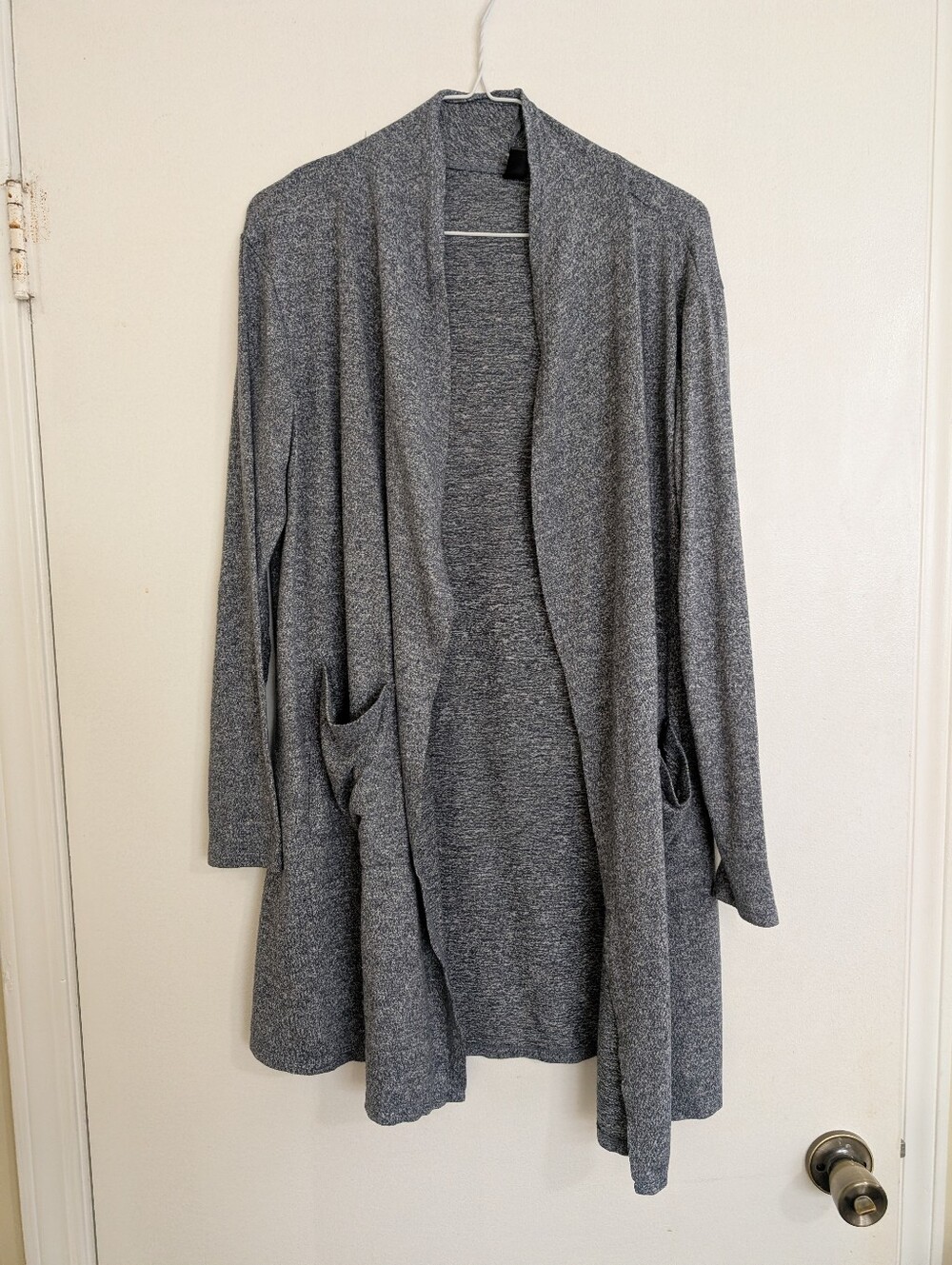 32 Degrees Heat Gray Heather Draped Open Front Cardigan Pockets S/M